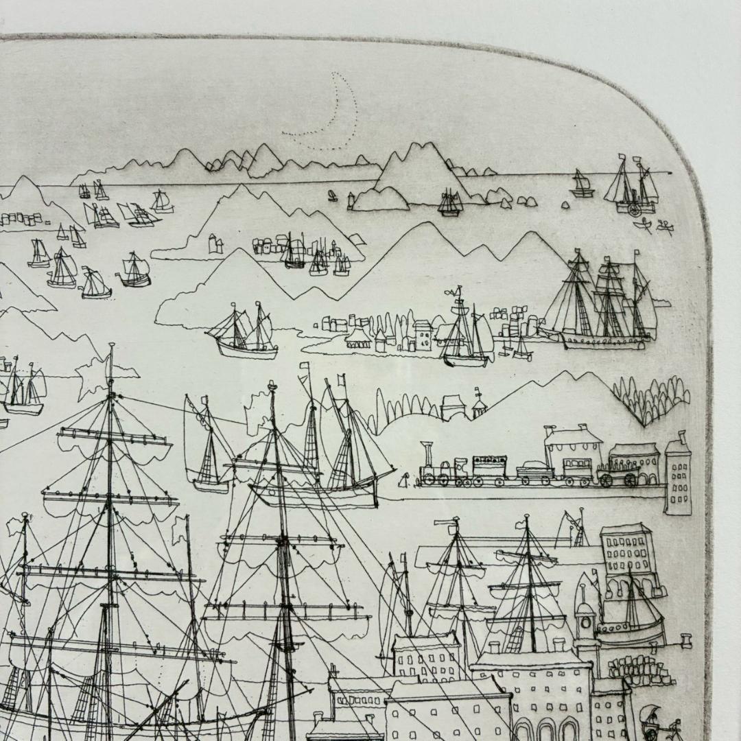 美品 グラハム・クラーク「ヴィンテージポート」エッチング 直筆サイン入 神戸