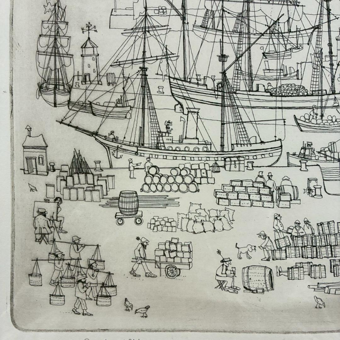 美品 グラハム・クラーク「ヴィンテージポート」エッチング 直筆サイン入 神戸