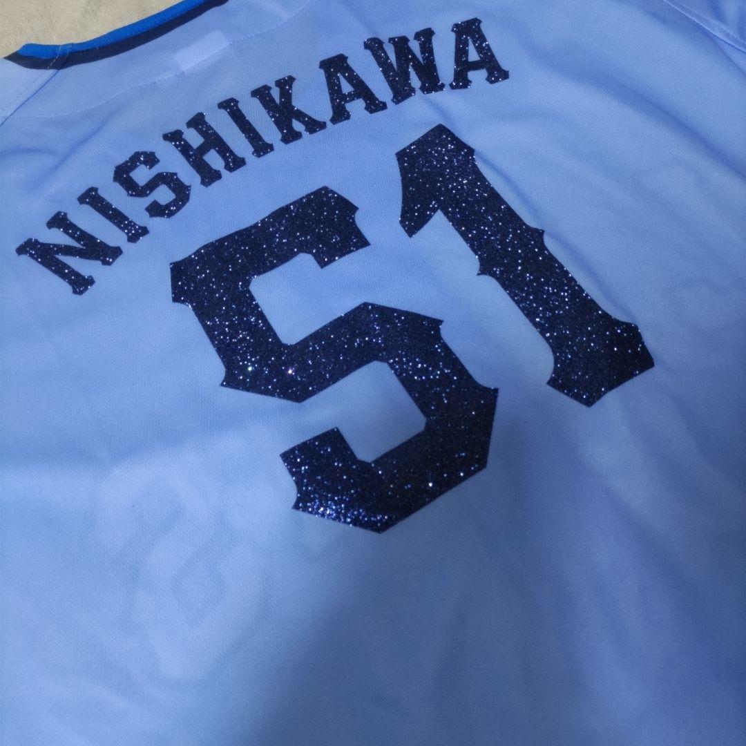 西武ライオンズ.西川愛也.ユニフォーム(サマーブルー.ラメ.Lサイズ).