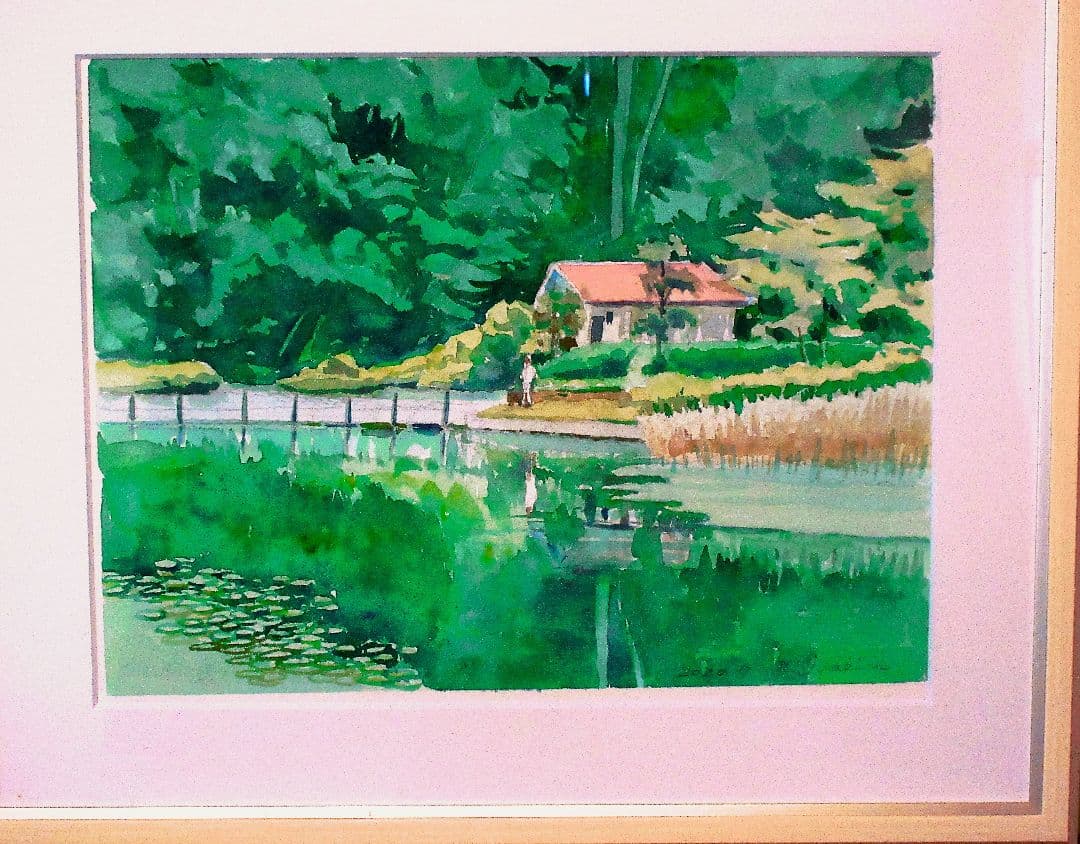 水彩画 風景画 木製フレーム付き