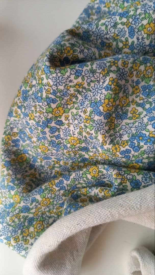 青系小花柄　　ミニ裏毛