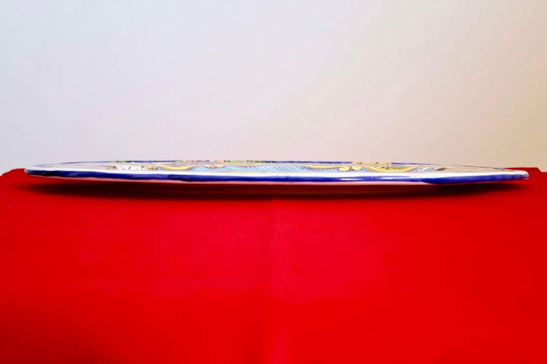 イタリア雑貨・大皿・飾皿【デルータ　マヨルカ焼き　高級絵皿　天使　オーバル皿】