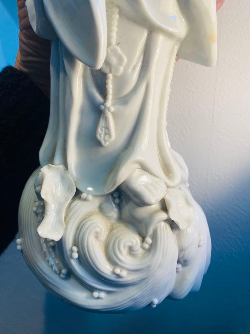 中国美術品、德州窑白瓷、观世音大佛像、超美品、