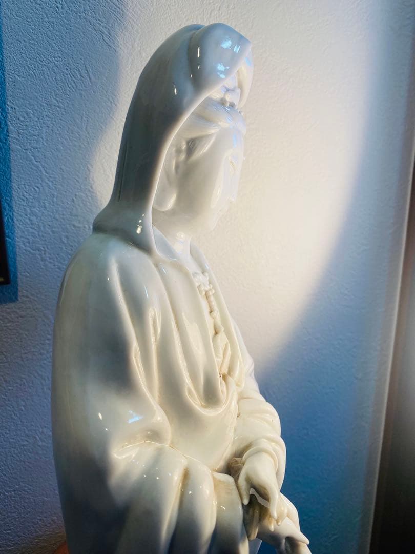 中国美術品、德州窑白瓷、观世音大佛像、超美品、