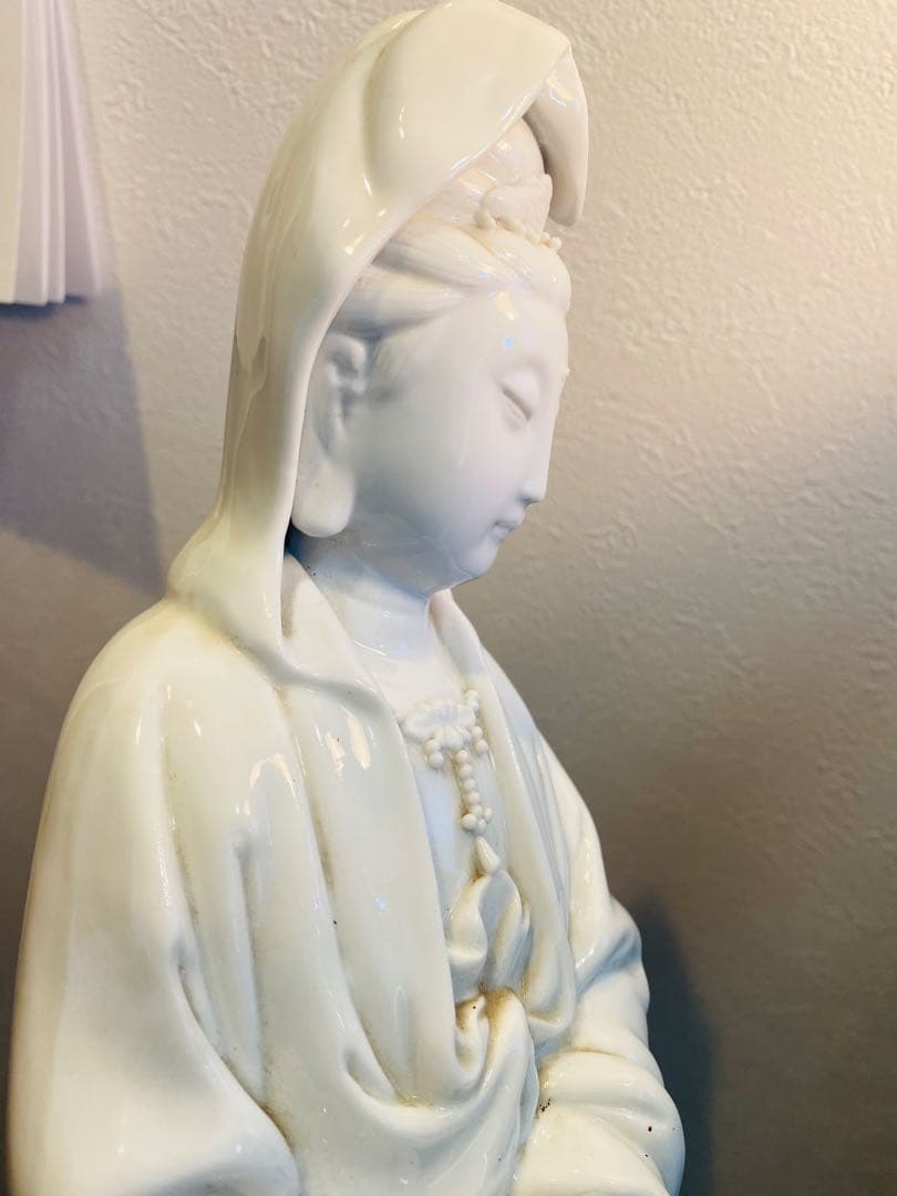 中国美術品、德州窑白瓷、观世音大佛像、超美品、