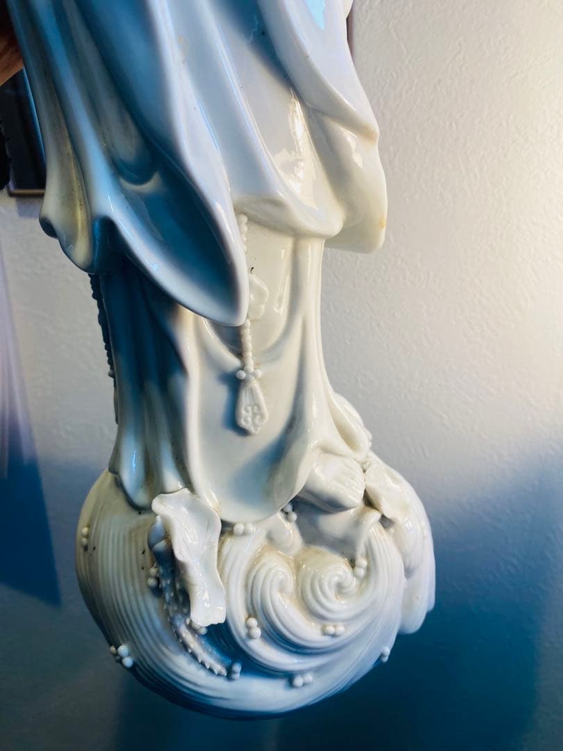 中国美術品、德州窑白瓷、观世音大佛像、超美品、