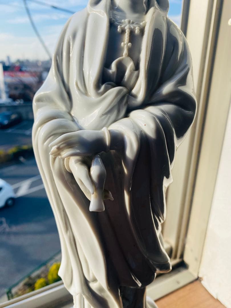 中国美術品、德州窑白瓷、观世音大佛像、超美品、