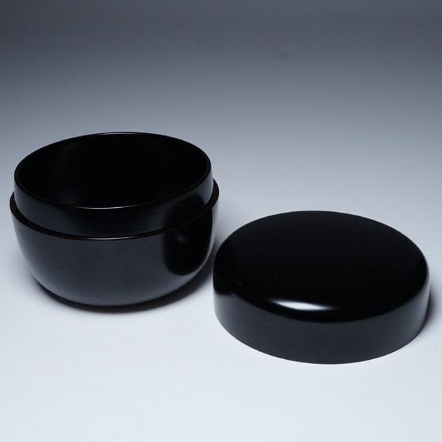 川端近左　黒平棗　共箱　二重箱　茶道具　漆器　薄茶器