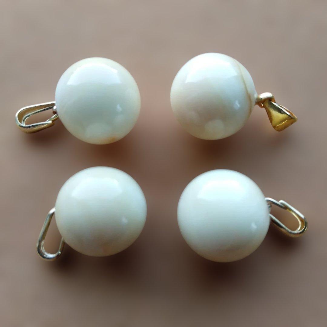 鯨歯　マッコウクジラ　牙玉ペンダントトップ　11.5㎜　10個　①