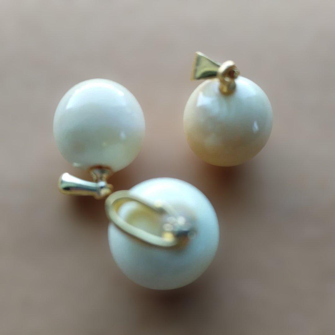 鯨歯　マッコウクジラ　牙玉ペンダントトップ　11.5㎜　10個　①