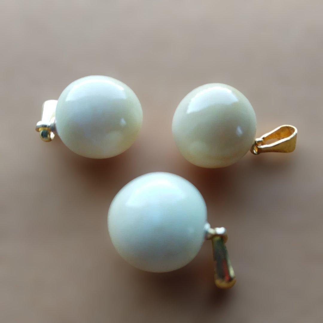 鯨歯　マッコウクジラ　牙玉ペンダントトップ　11.5㎜　10個　①