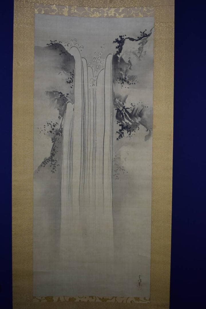 真作/狩野常信/瀑布図/布袋屋掛軸HG-618