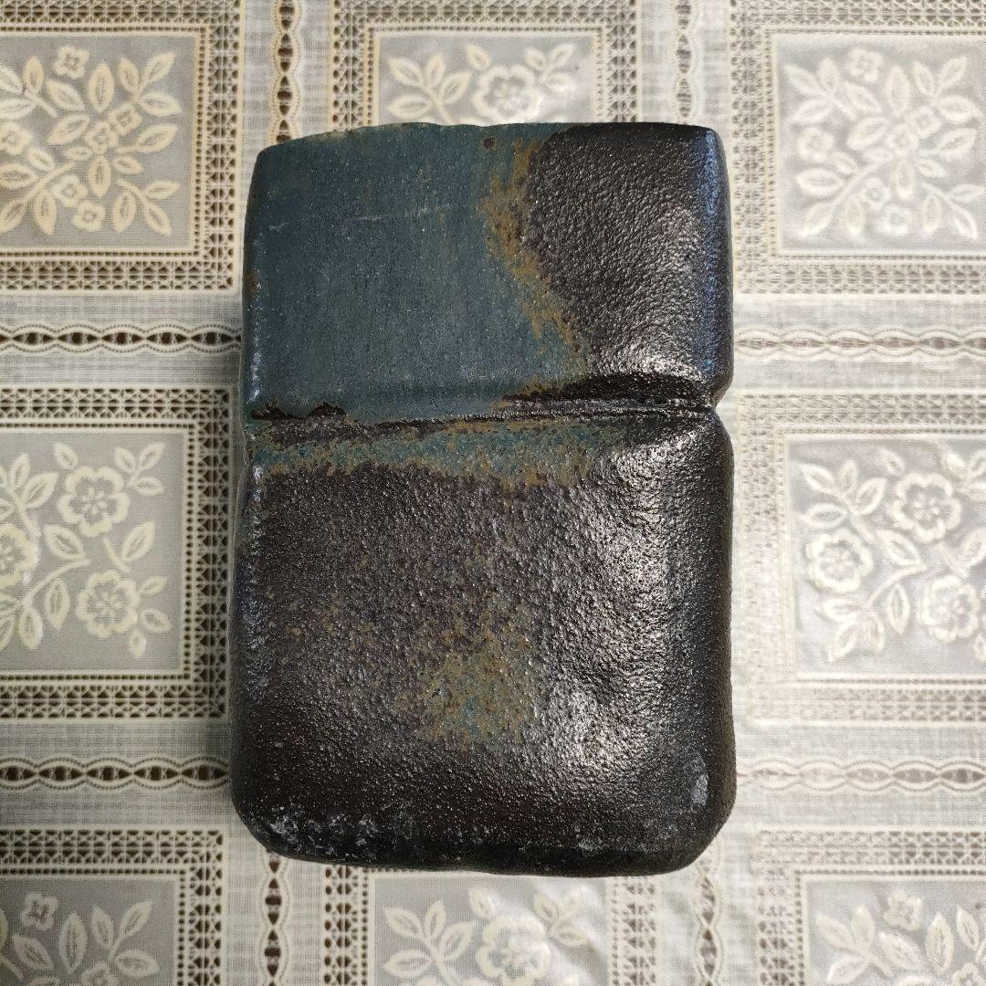 加藤釥（かとう きさく） 瀬戸焼『黒い花器』、ウコン布＆桐共箱付