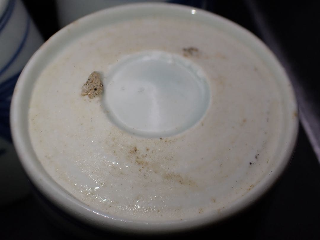 ５客完品⑦　古伊万里　手杓と手水鉢に鳥の図　そば猪口　江戸後期