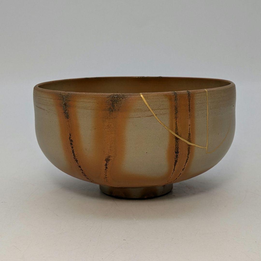 【金継ぎあり】三代 松田華山 備前焼 緋襷茶盌 共箱共布 抹茶碗 茶道具 茶器