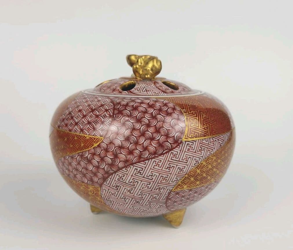 お値下げしました！住田正実作　赤絵小紋　香炉　②