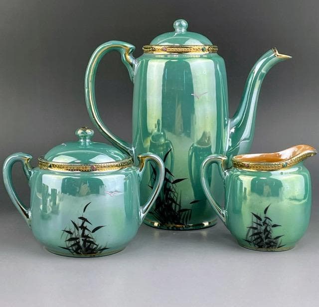 【希少】オールドニッポン ジュエル ティーセット ラスター彩 フライングスワン