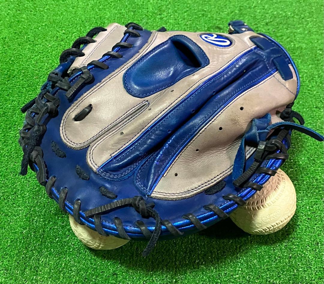 一般軟式 野球 キャッチャーミット Rawlings ブルー グレー 大人用