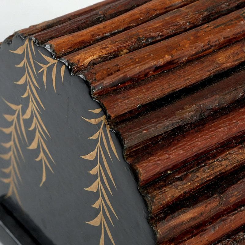 茶道具　一峰作　柳蒔絵　烏帽子香合　共箱　V　9529