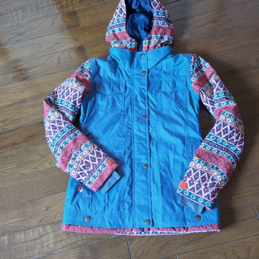 ROXY　スノボウェア　上下セット　デニム風　重ね着風　総柄 幾何学