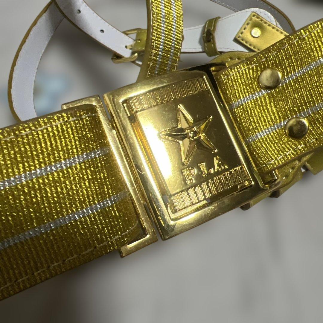 現役中国人民解放軍儀仗隊21式ゴールド ストライプ ベルト セット　星ロゴ