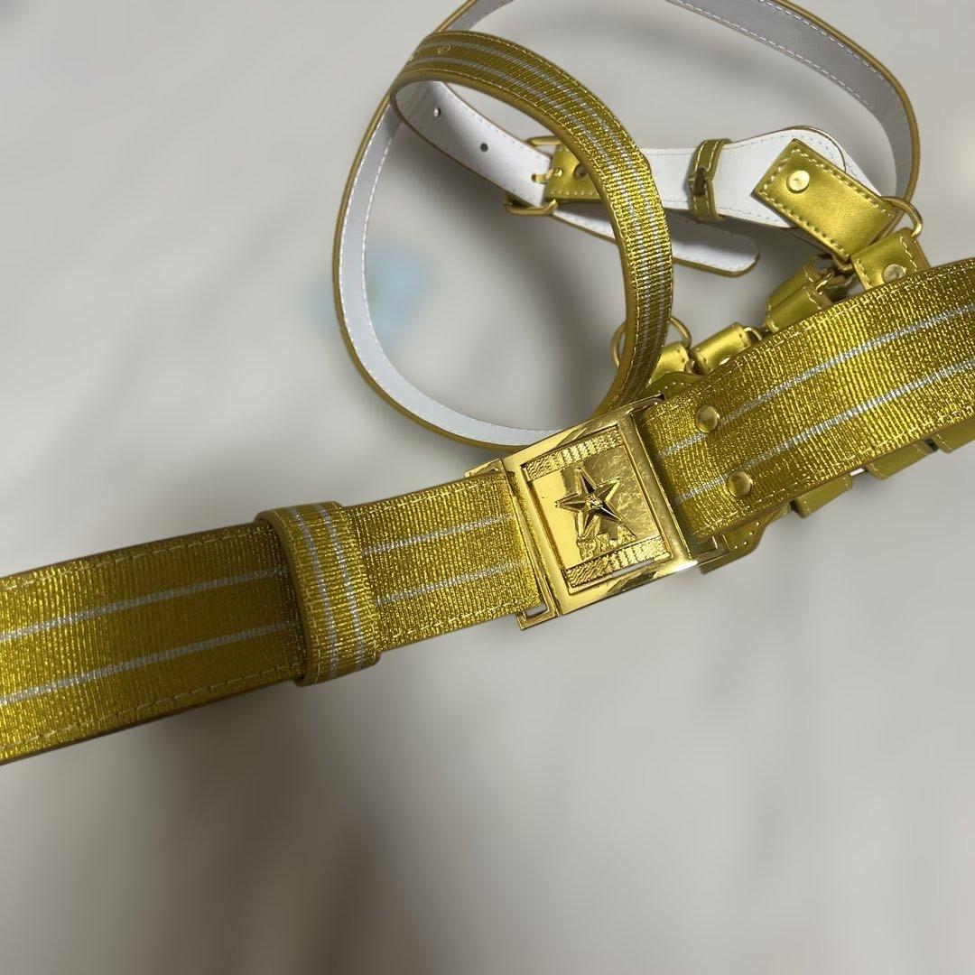 現役中国人民解放軍儀仗隊21式ゴールド ストライプ ベルト セット　星ロゴ