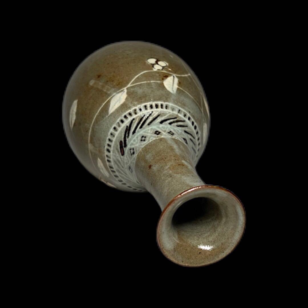 九谷焼 外志作 象嵌壺 共箱付 大型21cm