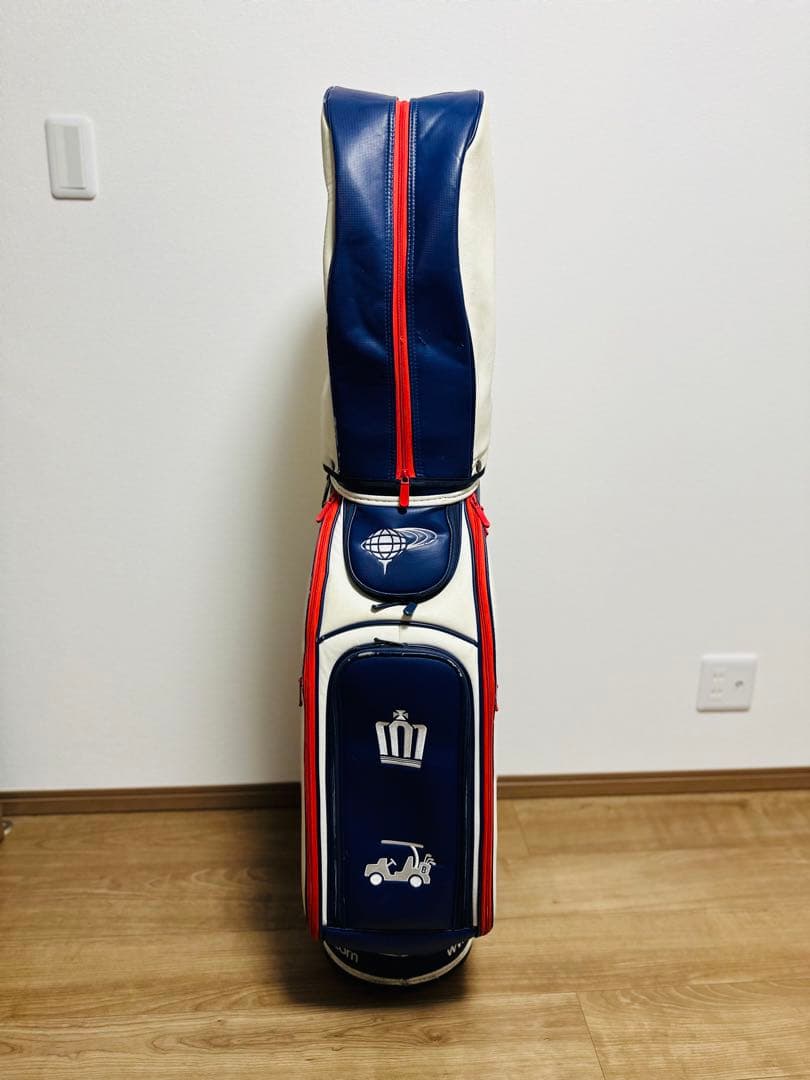 BEAMS GOLF キャディバッグ ホワイト/ネイビー/レッド