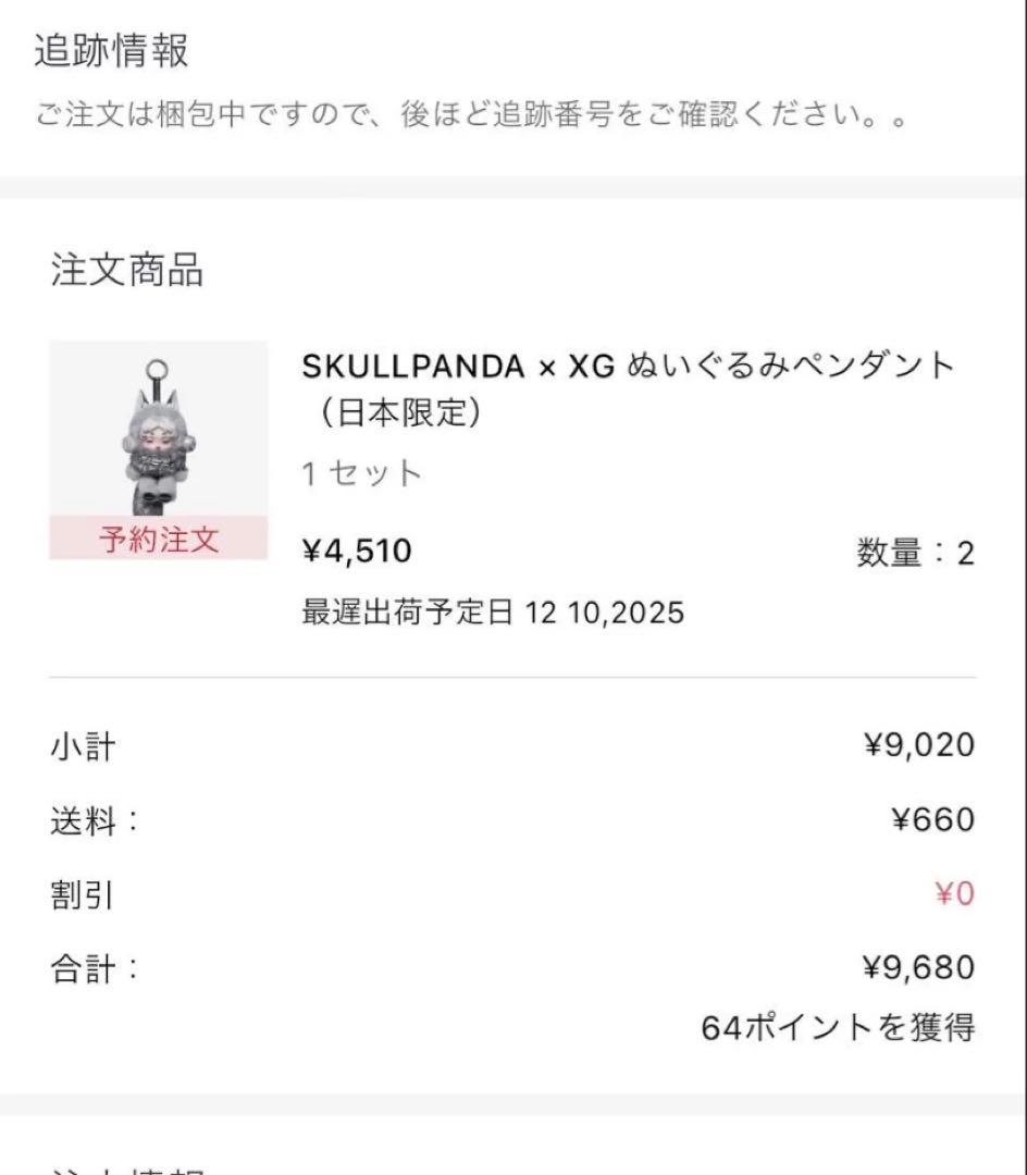 ポップマート スカルパンダ × XG ぬいぐるみペンダント（日本限定） 2個セッ