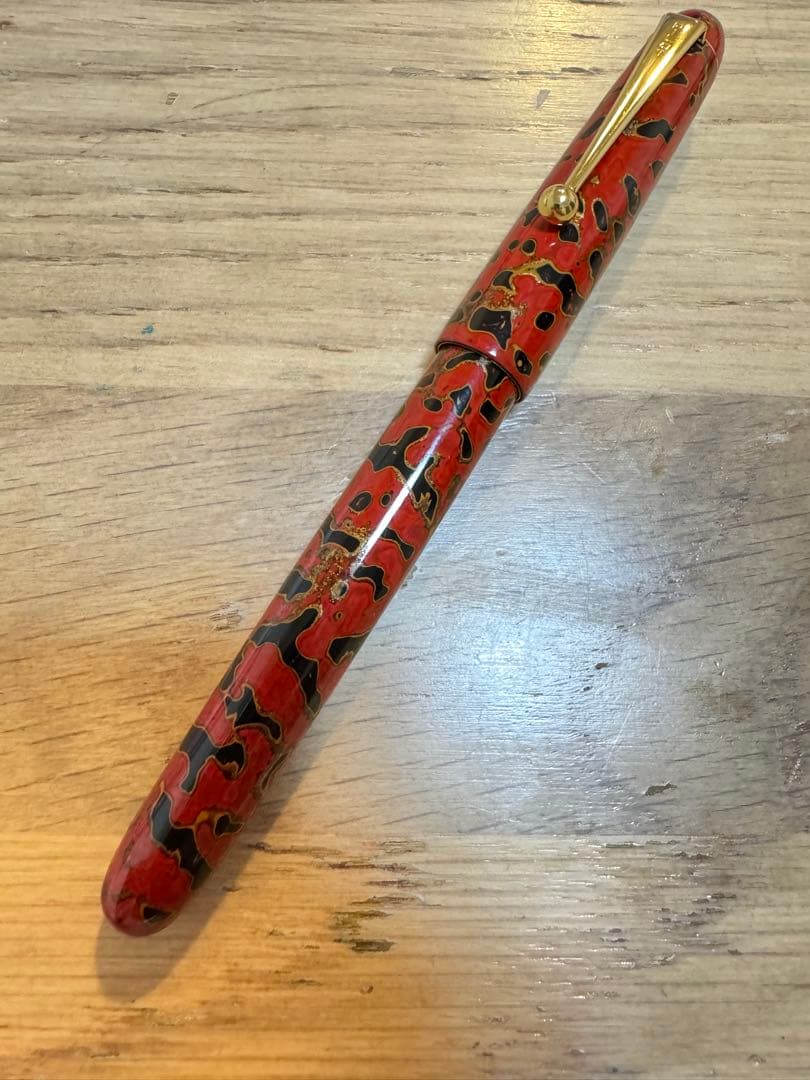 超希少 PILOT 津軽塗 万年筆 14K-585 F A208 朱色 文房具