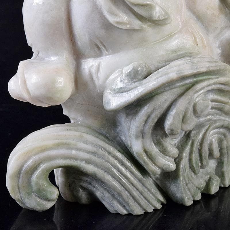 中国　玉石翡翠彫刻　福禄寿像　置物　約987g　M　R8336
