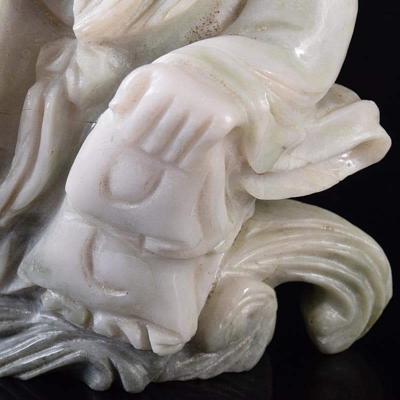 中国　玉石翡翠彫刻　福禄寿像　置物　約987g　M　R8336
