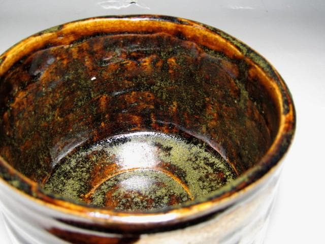 ＜土日限定価格＞加藤十右衛門 織部茶碗 「碧雲」裏千家十五代 鵬雲斎花押　m82