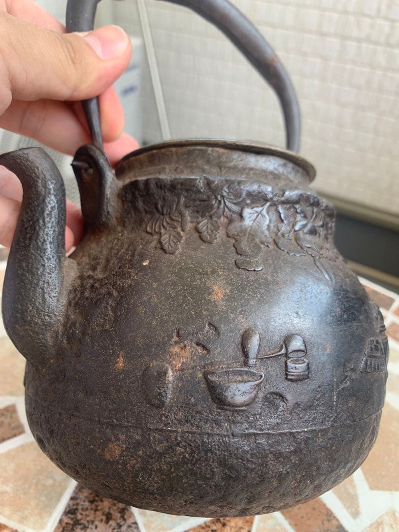 龍文堂造　茶道具図瓢箪形鉄瓶