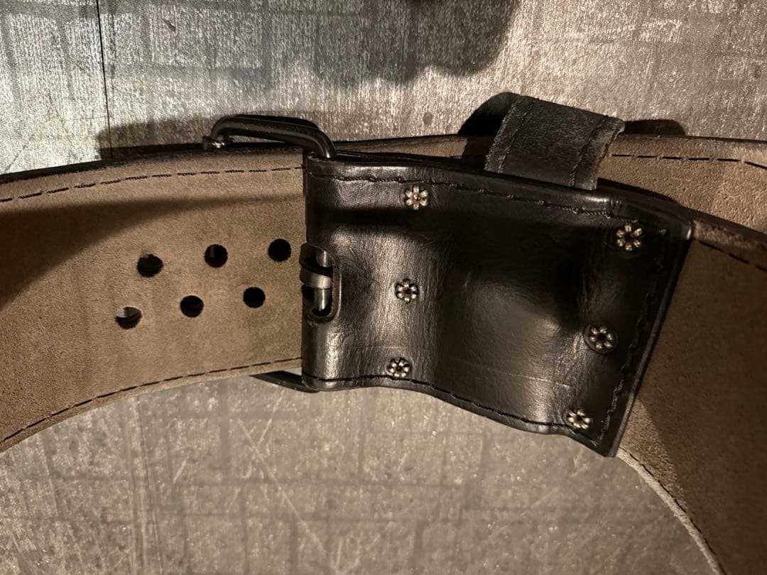 A7 黒いレザーパワーベルト　13ミリ　Sサイズ