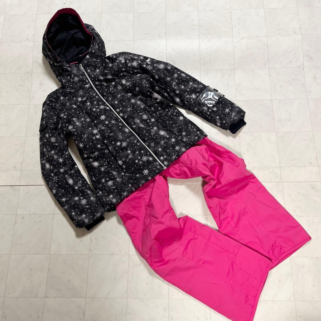 フェニックス スキーウエア レディース M ピンク 黒 雪模様 ウエア上下