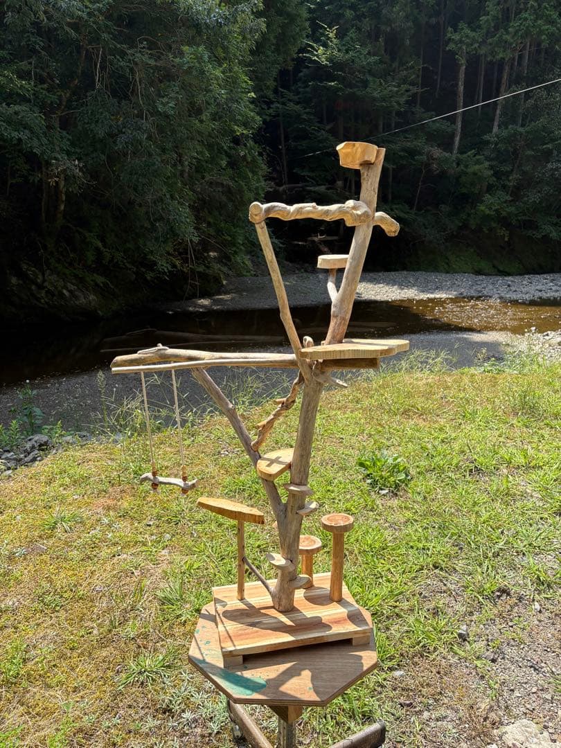 ハンドメイド　流木　バードアスレチック　バードジム　流木インテリア