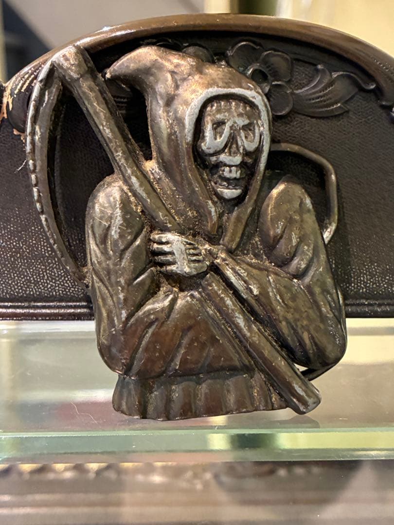 ビンテージ　70s スカル　髑髏　骸骨　死神　バックル　ネイバーフッド　レトロ