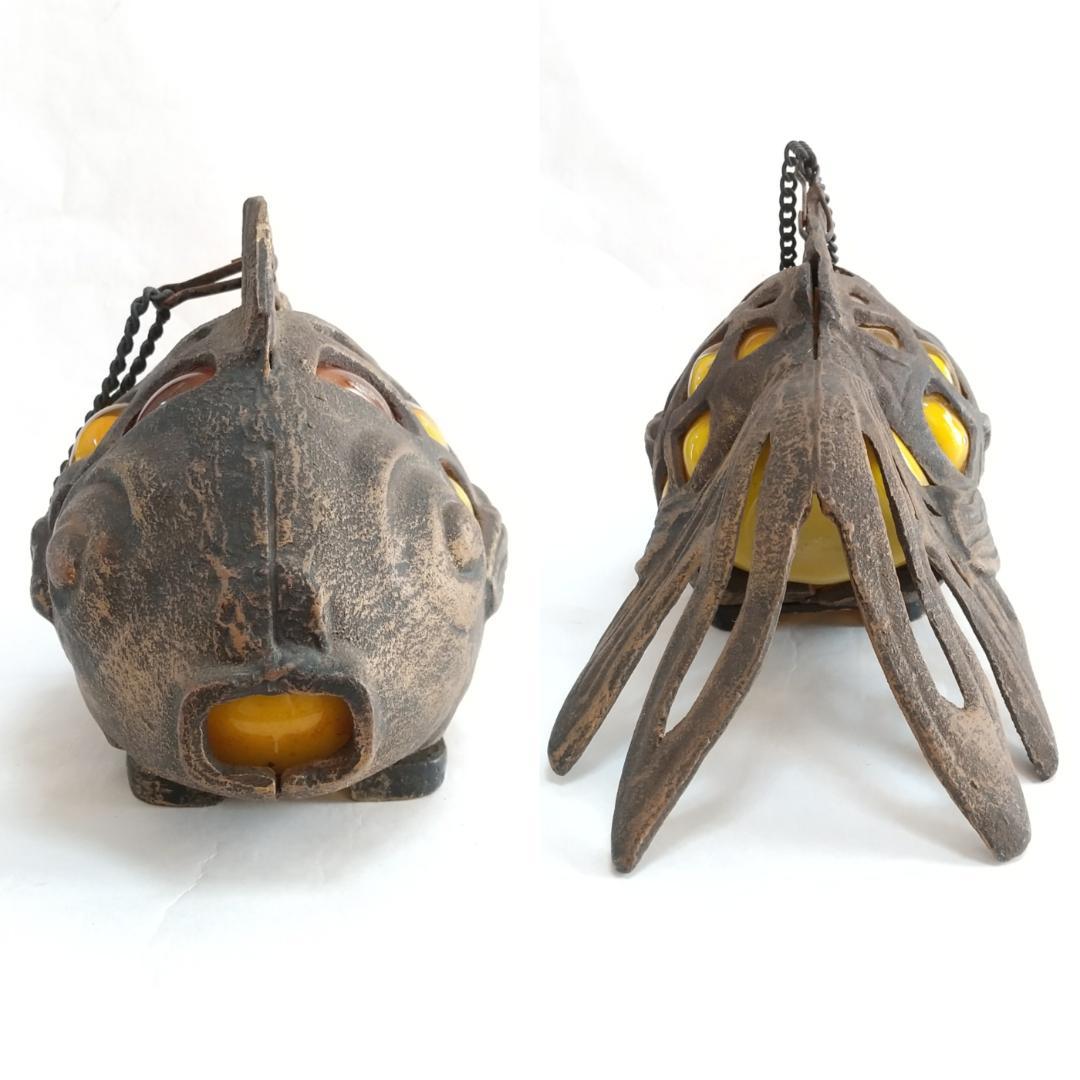 ★金魚　ガラス付き吊灯篭／レトロ照明　高さ13cm×長さ25cm【送料無料】