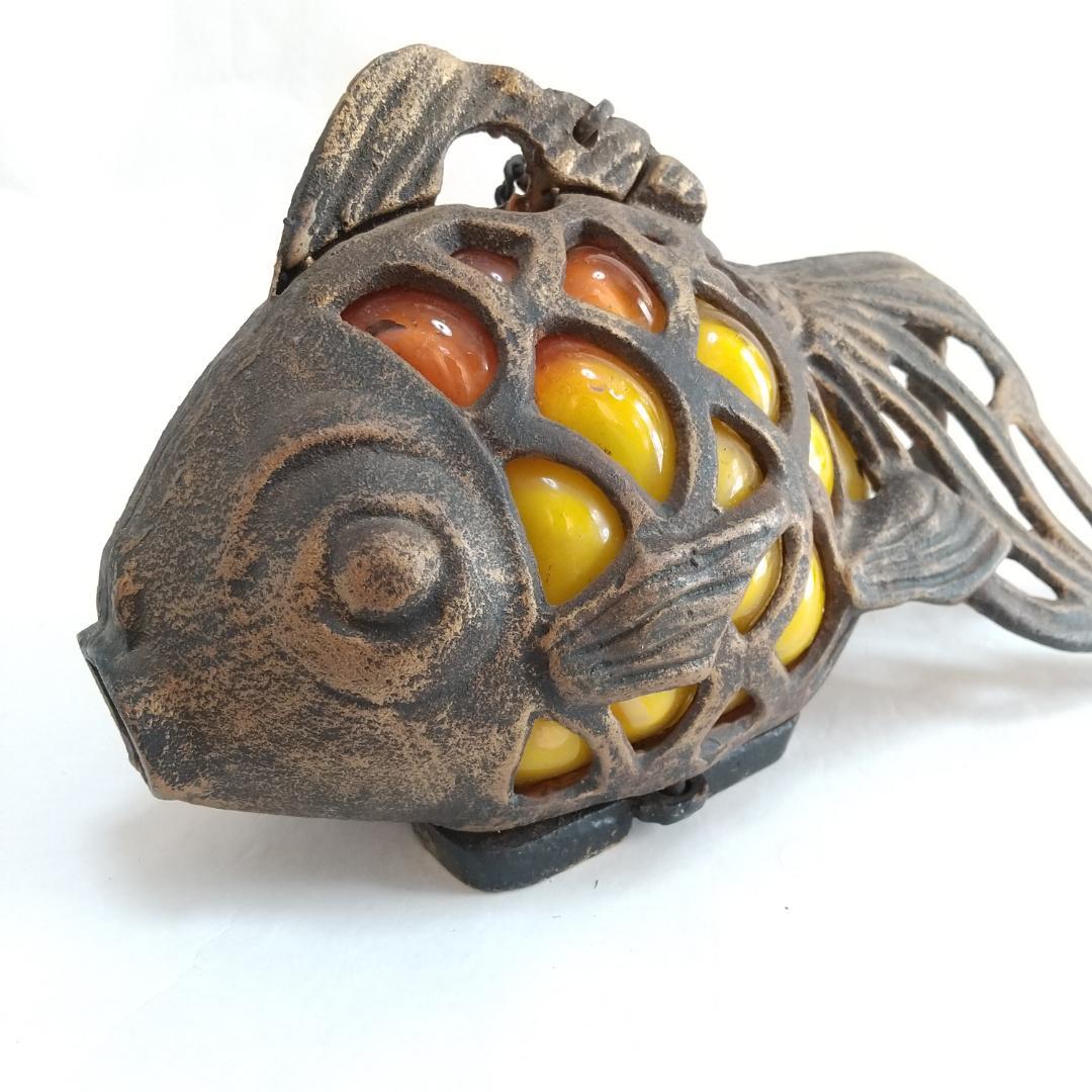 ★金魚　ガラス付き吊灯篭／レトロ照明　高さ13cm×長さ25cm【送料無料】