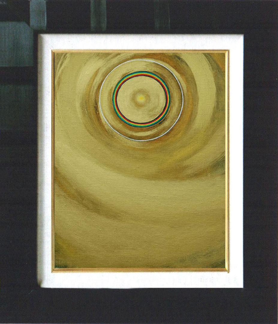 油絵 菅家令子 絵画インテリア額付(青緑+金色の枠) F6-G262023 祈り