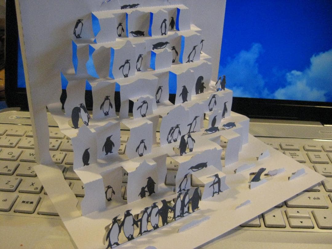 ポップアップ切り絵「ペンギン合コン」