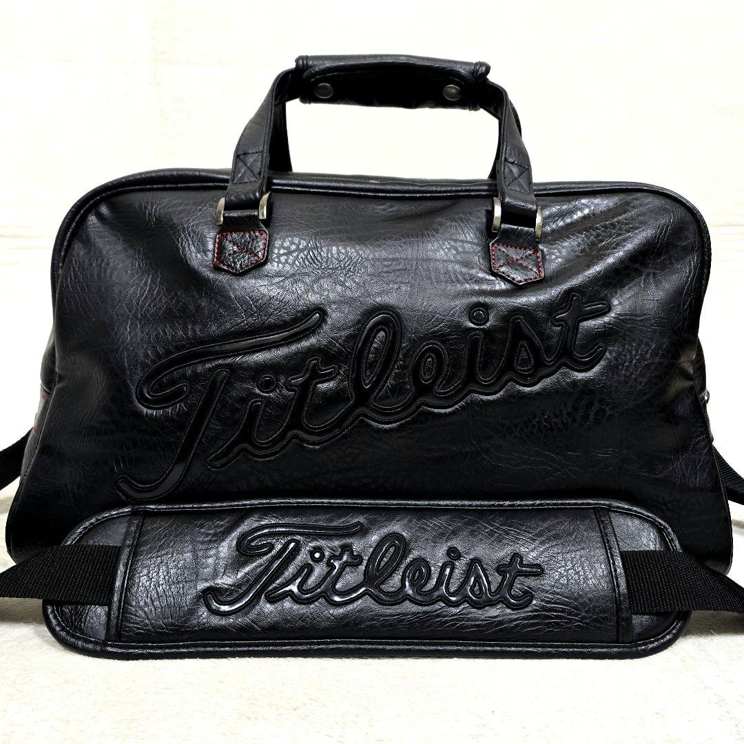 極美品タイトリスト 2way ゴルフバッグ ボストンバッグ レザー 大容量 黒