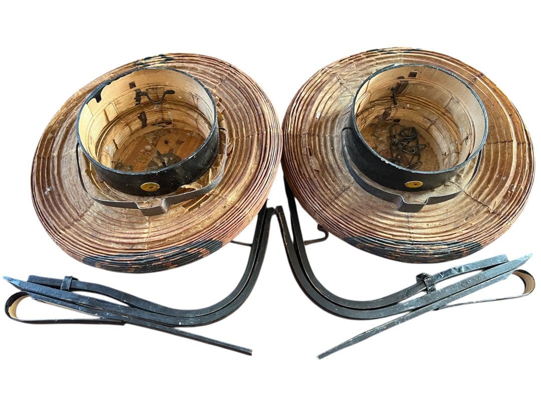 骨董 武家提灯 家紋 古い和紙提灯 大村 二号、大村三号 提灯2個