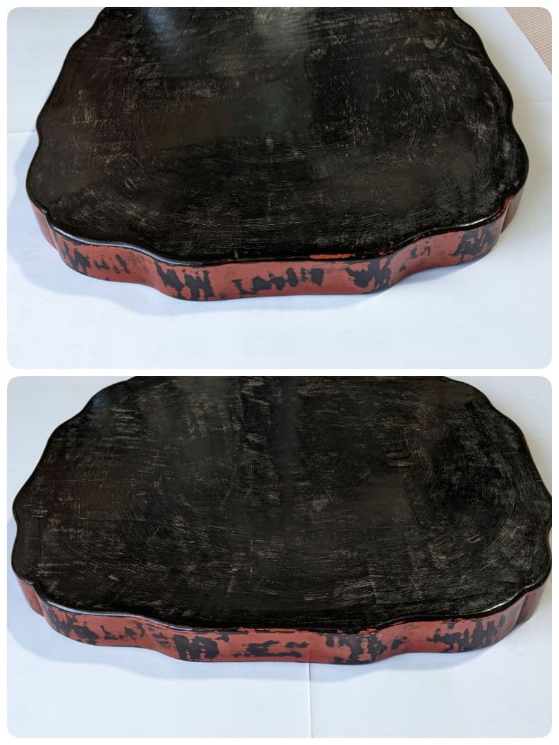 ♦中国 古玩 古美術 堆朱 彫漆 牡丹文 盆 盤 飾り茶道具 骨董品アンティーク