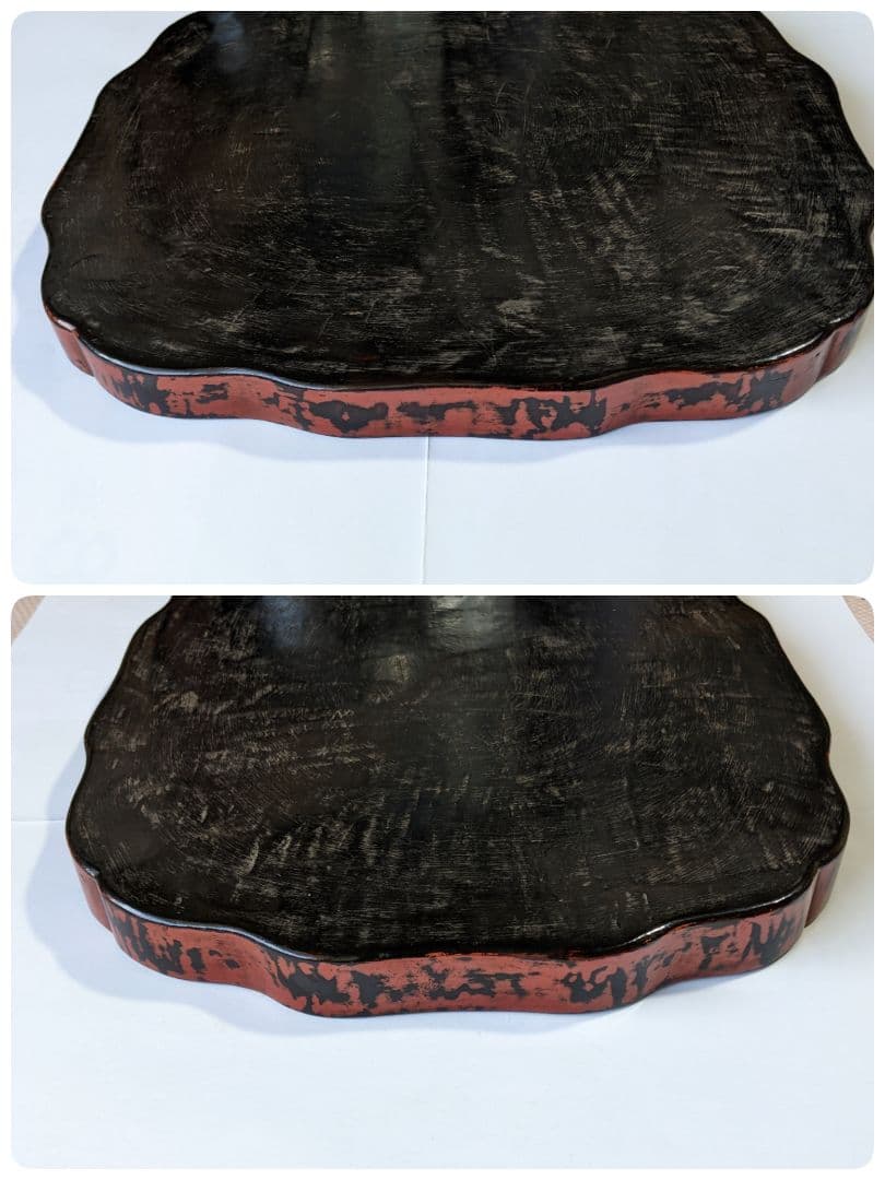 ♦中国 古玩 古美術 堆朱 彫漆 牡丹文 盆 盤 飾り茶道具 骨董品アンティーク