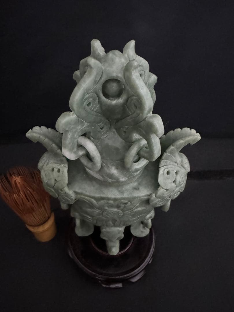 香炉 玉彫　彫刻 置物 開運 風水 台座 骨董　インテリア　アンティーク