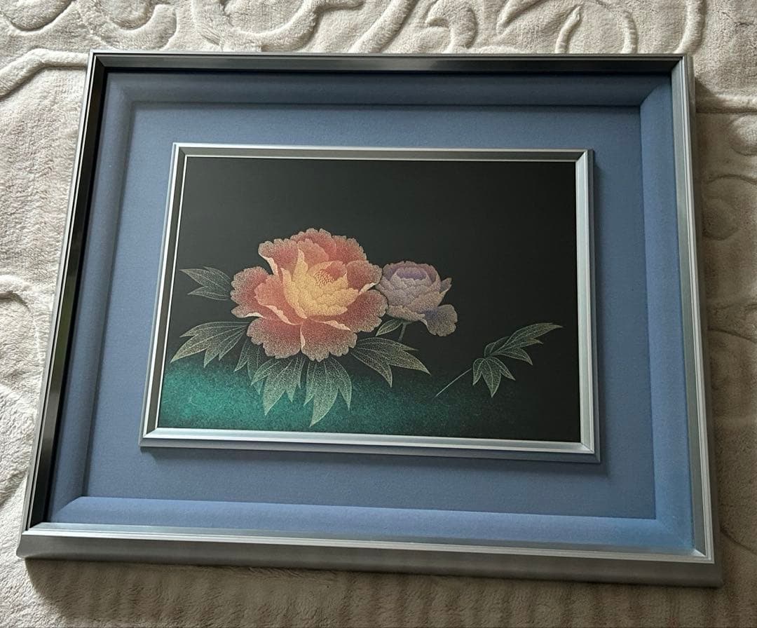 漆芸画　牡丹　新木光　輪島塗