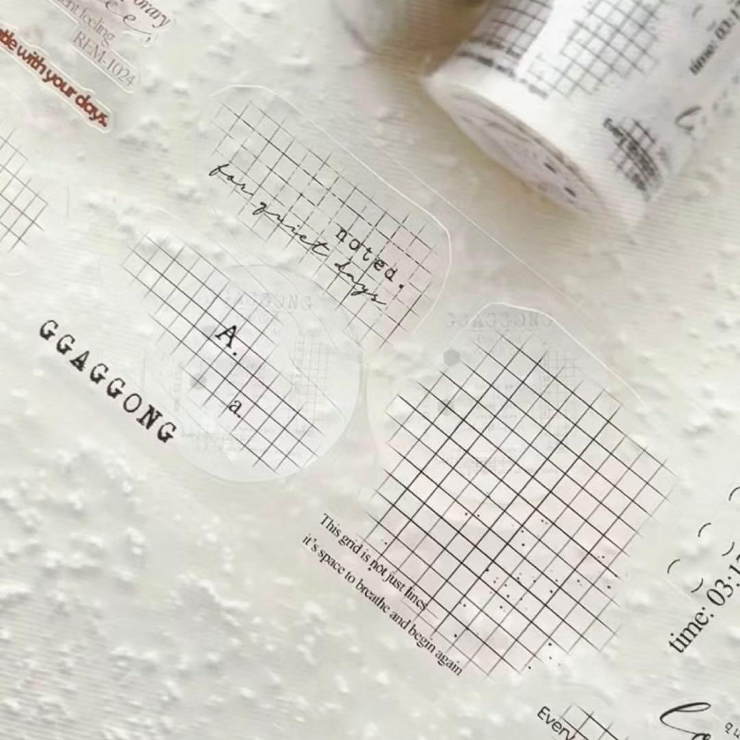 ⑤☆海外マステ☆ ggaggong さん Pale Grid （亮面）ダイカット