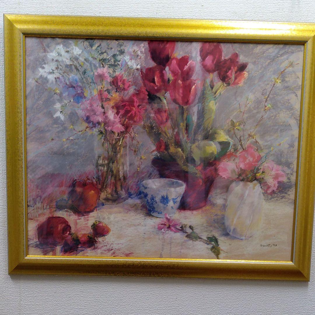 ポスター　横　特寸法　チューリップ　赤い花　額装仕上げ品